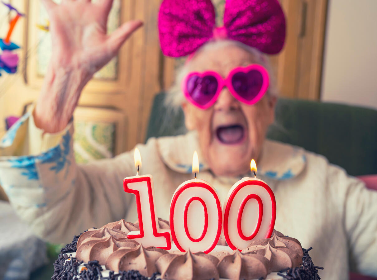Elder woman 100 years old birthday