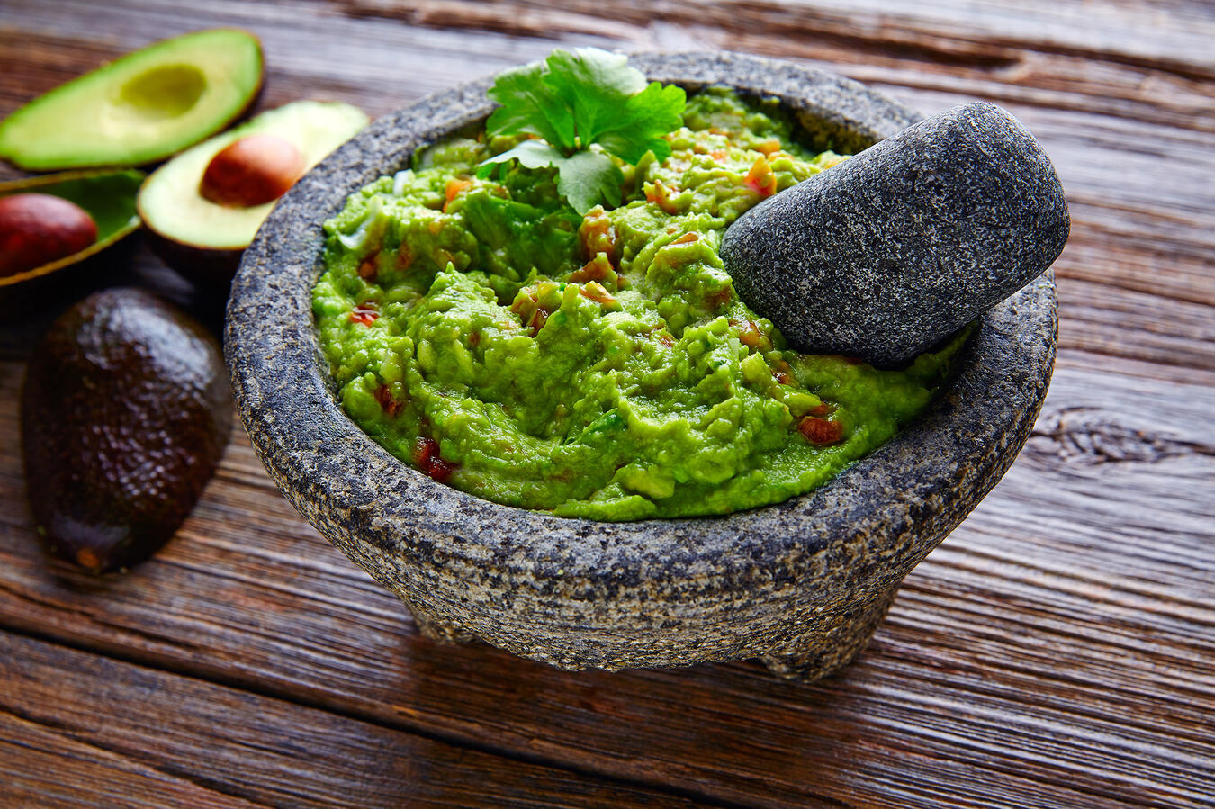 Mexican guacamole molcajete