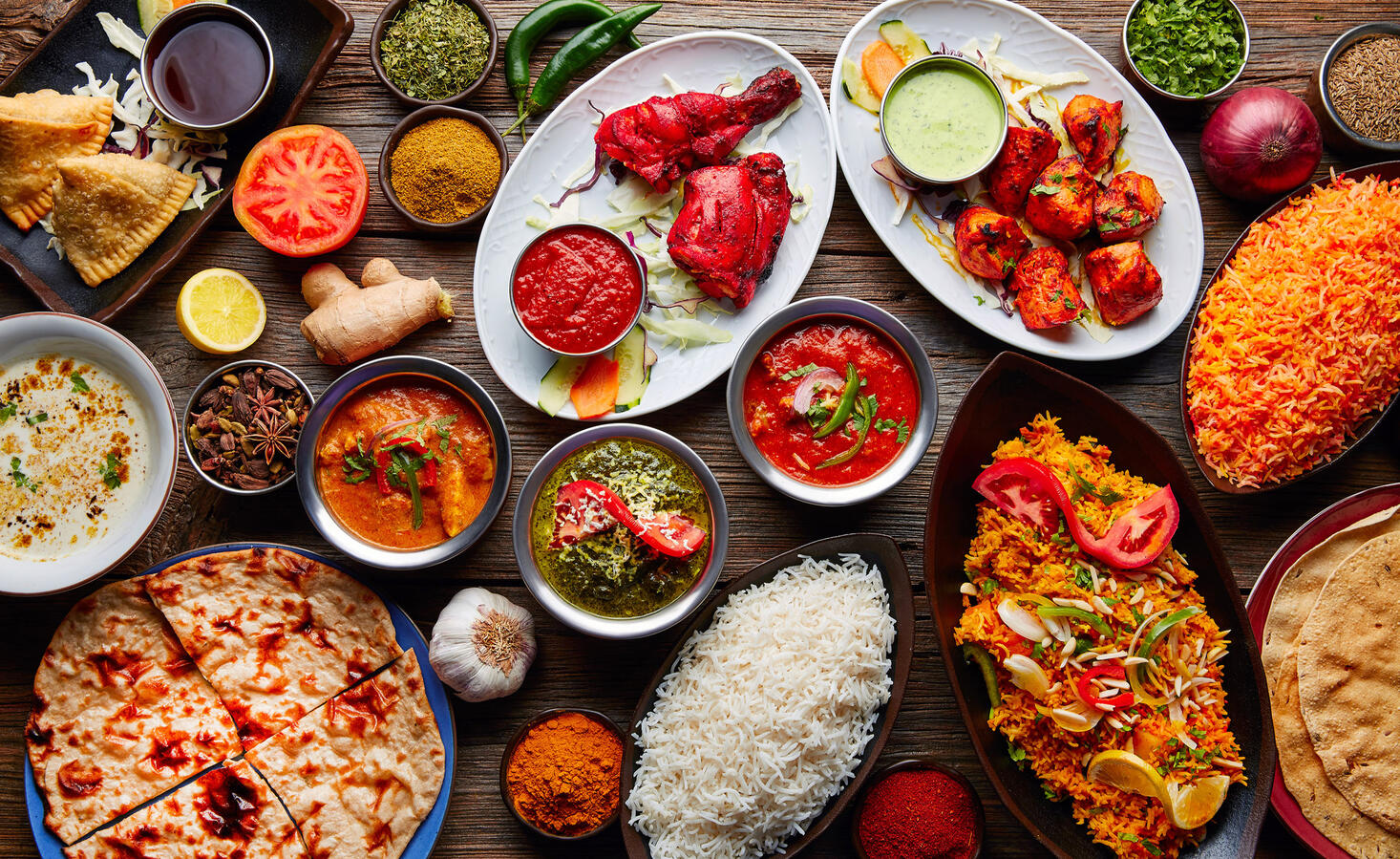 Assorted Indian food