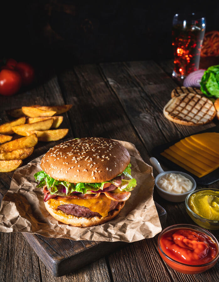 HAMBURGUESA completa con queso