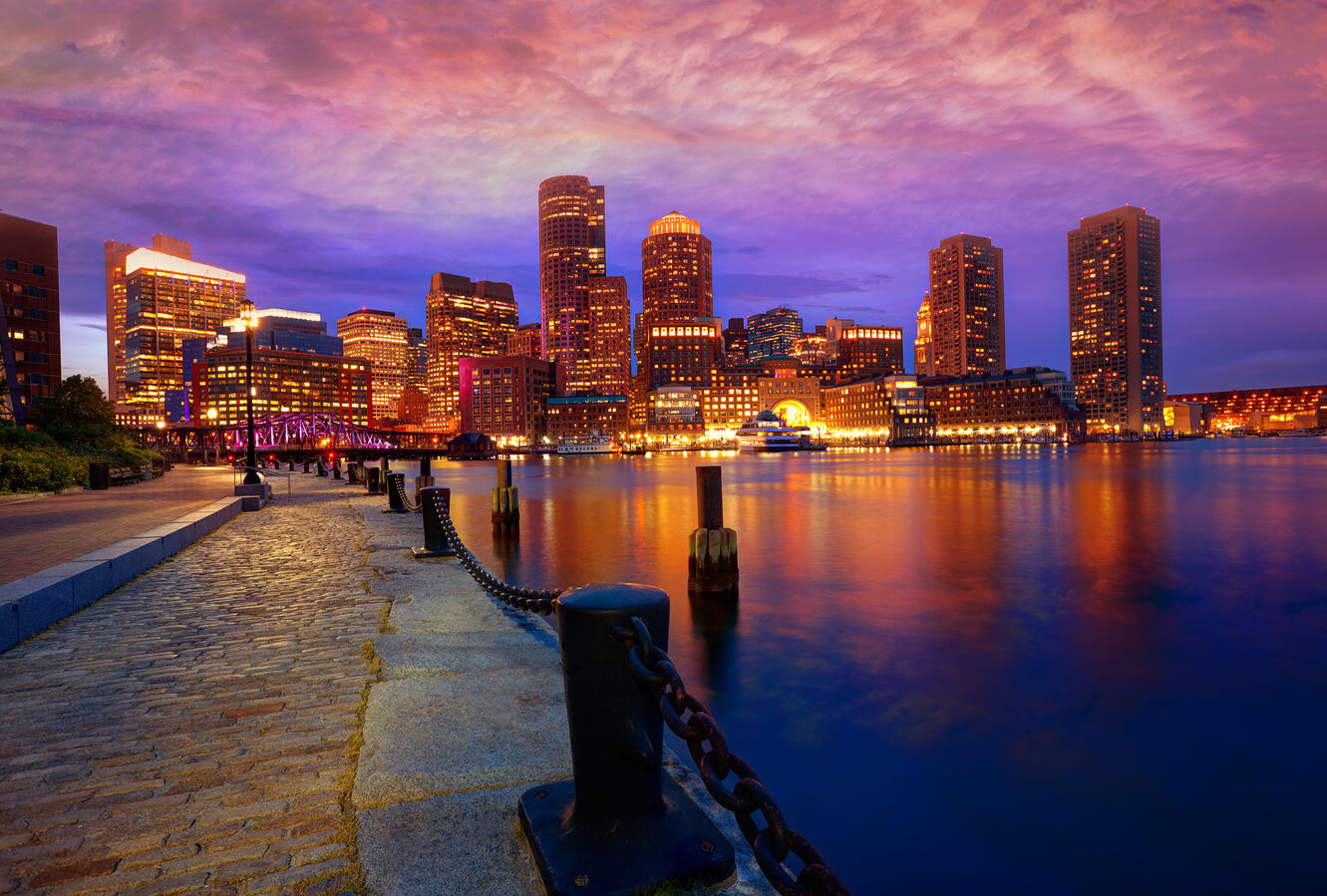 BOSTON Harbor sunset